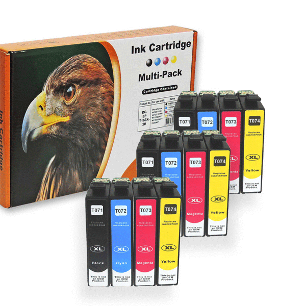 Kompatibel 12er Set Epson Gepard, T0715, T071, C13T07154010 Druckerpatronen Tinte von D&C