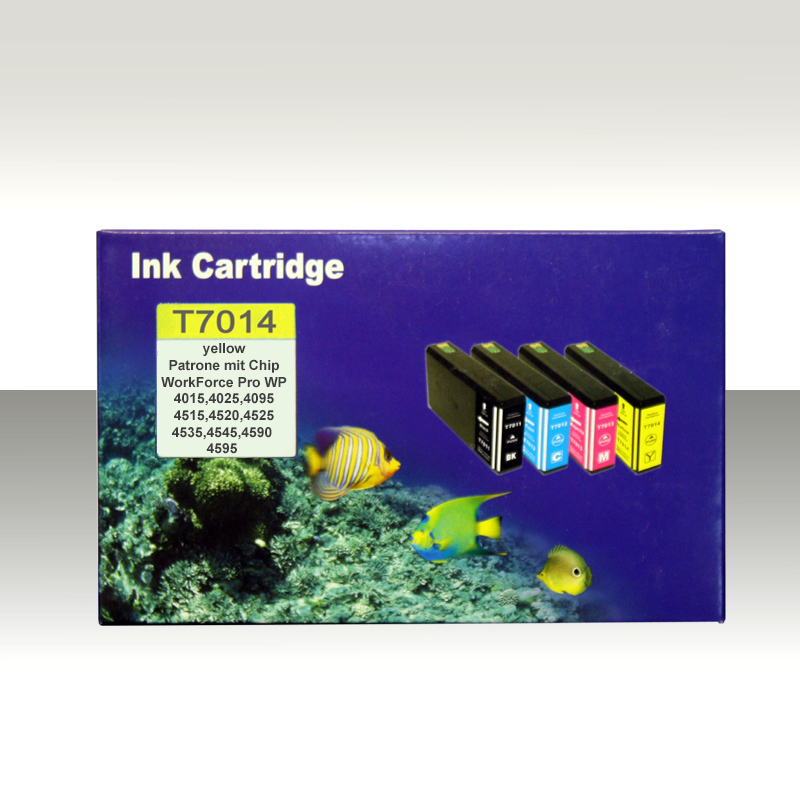 Kompatibel Epson T7024, T702, C13T70244010, T7014, C13T70144010, Pyramiden, Big Ben, Eiffelturm, C13T70344010, T701, T703, T7034 Y Yellow Gelb Druckerpatrone f&uuml;r 3400 Seiten von D&C