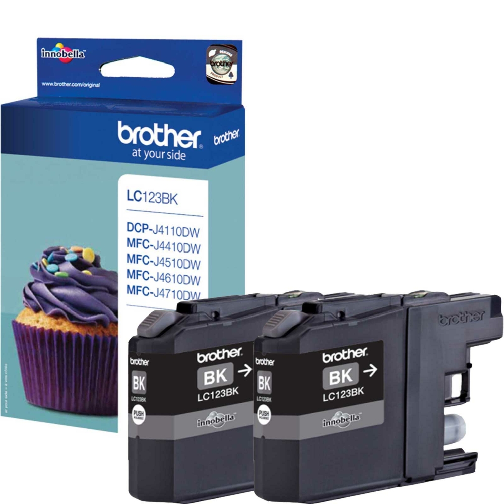 Original 2er-Pack Brother Tinte LC-123BK Schwarz LC123BKBP2DR