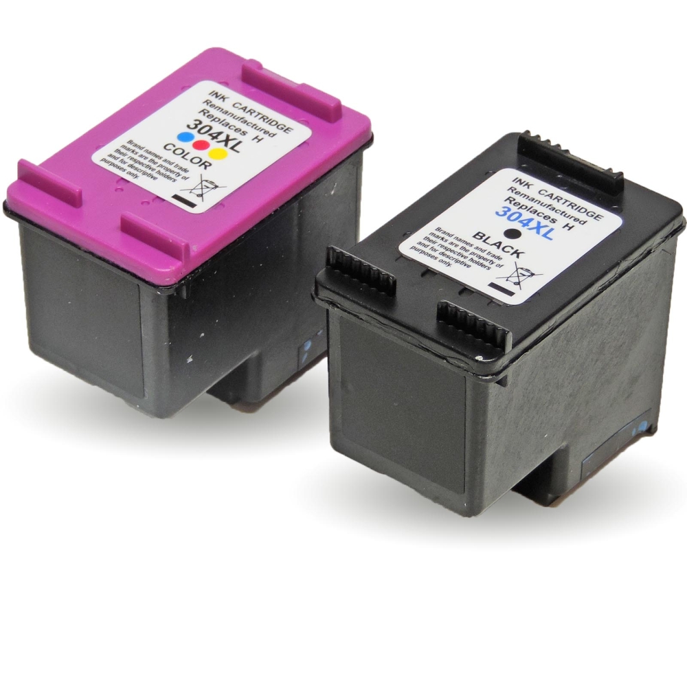 Wiederbef&uuml;llt 2er Set HP 304XL BK N9K08AE + 304XL C N9K07AE Druckerpatronen wiederbef&uuml;llt Schwarz + alle Farben von Gigao