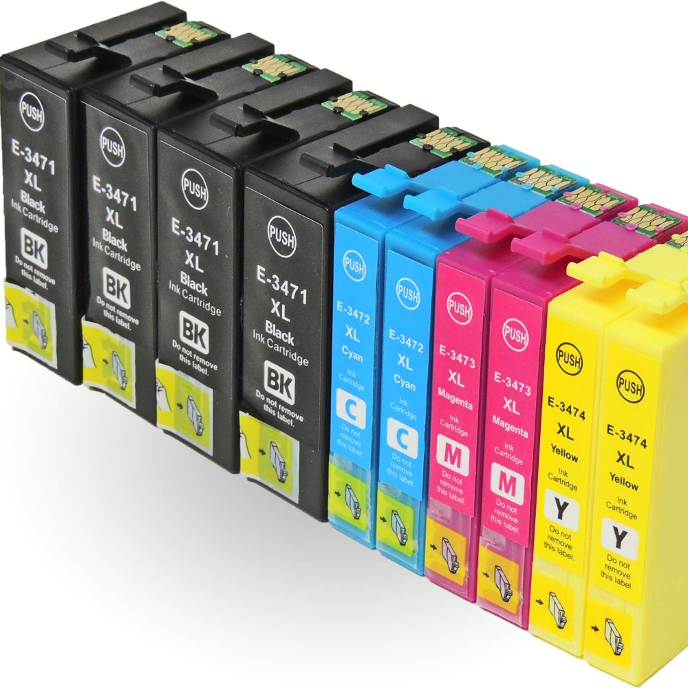 Kompatibel 10er Set Epson Golfball, T3476, 34XL, C13T34764010 Druckerpatronen Tinte alle Farben von D&C