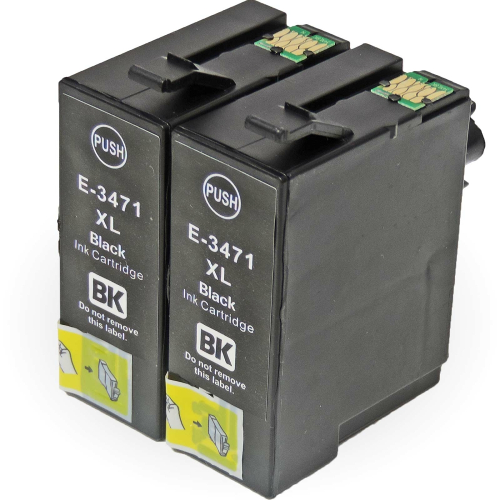Kompatibel 2x Epson Golfball, T3471, 34XL, C13T34714010 BK Black Multipack schwarze Druckerpatronen je 1.100 Seiten von D&C
