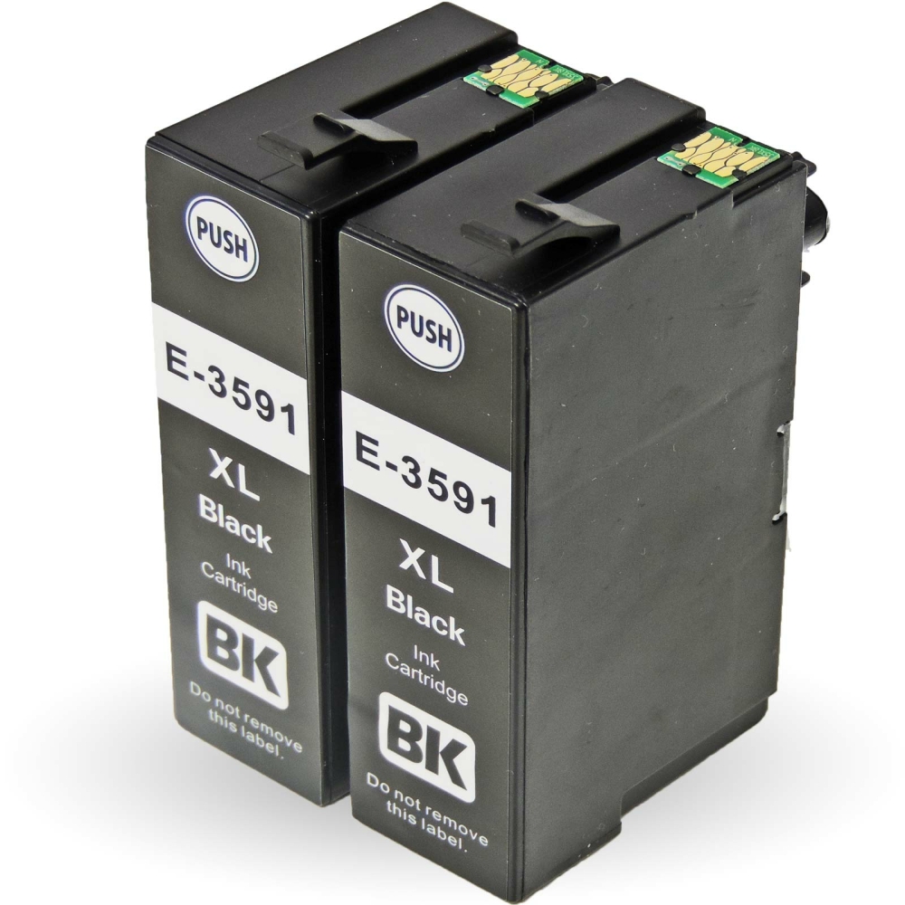 Kompatibel 2x Epson Vorh&auml;ngeschloss, T3591, 35XL, C13T35914010 BK Black Multipack schwarze Druckerpatronen je 2.600 Seiten von D&C
