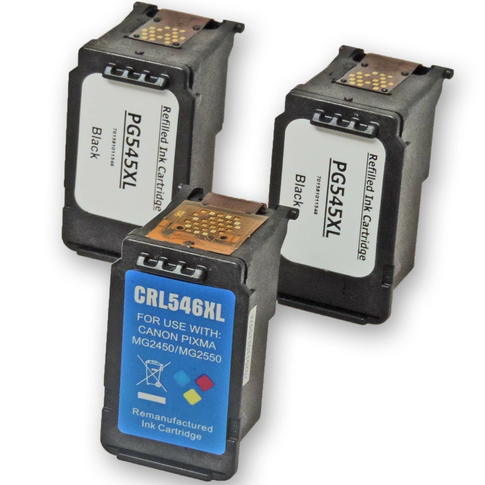 Wiederbef&uuml;llt 3er Set Canon PG-545XL BK + CL-546XL C Druckerpatronen wiederbef&uuml;llt 2x Black + 1x alle Farben von Gigao