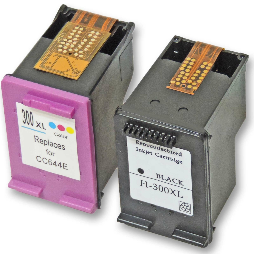 Refill 2er Set HP 300XLBK CC641EE + 300XLC CC644EE Druckerpatronen wiederbef&uuml;llt Schwarz + alle Farben von Gigao