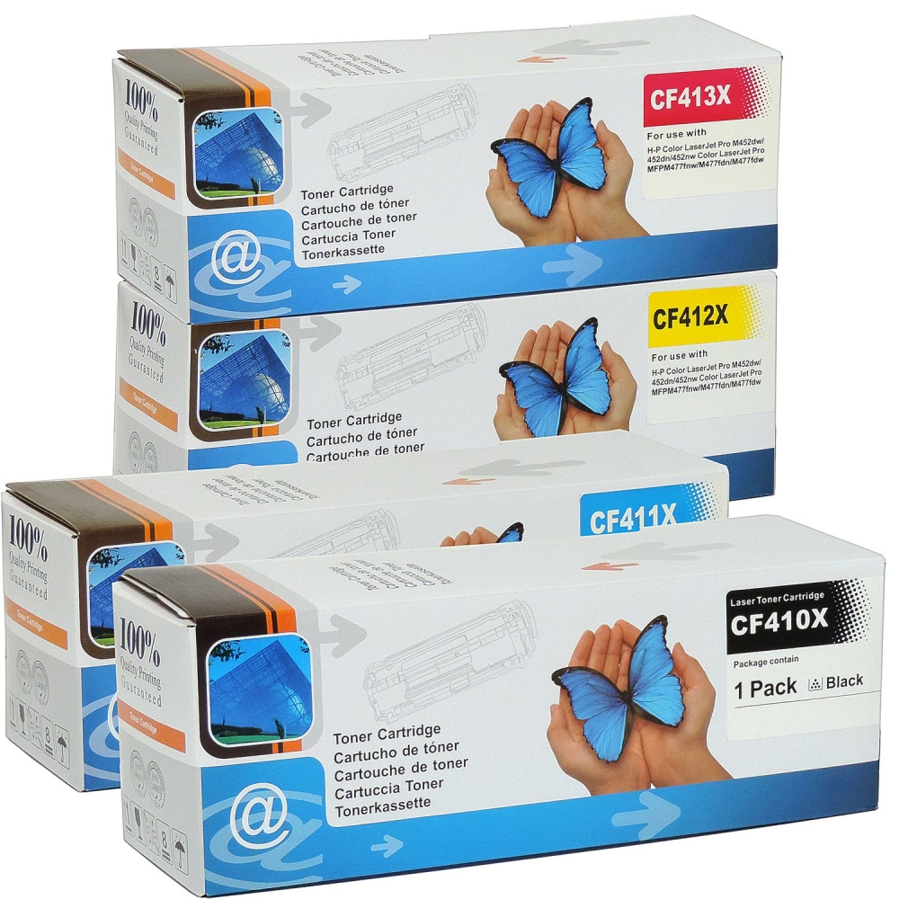 Kompatibel HP 410A/410X  CF410X, CF411X, CF413X, CF412X Sparset 4 Toner alle Farben von D&C