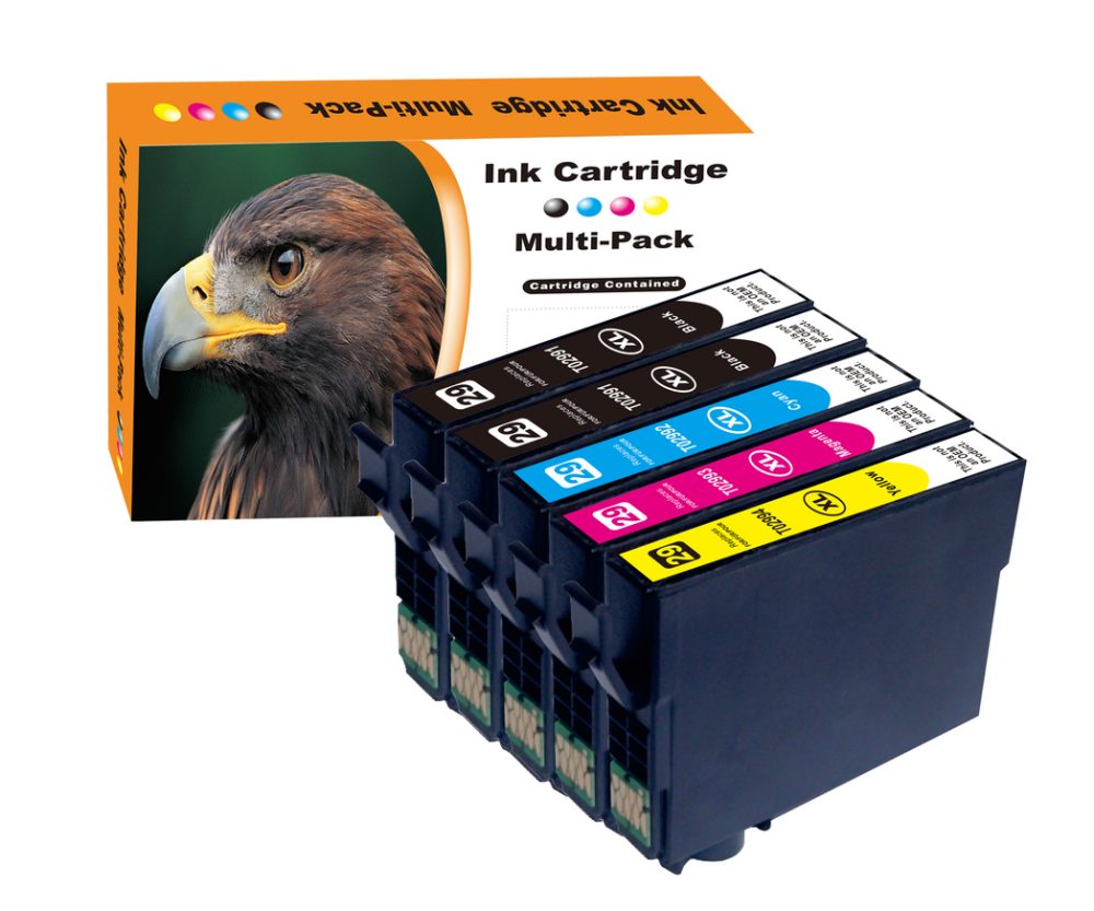 Kompatibel 5er Set Epson Erdbeere, 29XL Druckerpatronen Tinte 2x Schwarz und je 1x Cyan, Magenta und Gelb von D&C