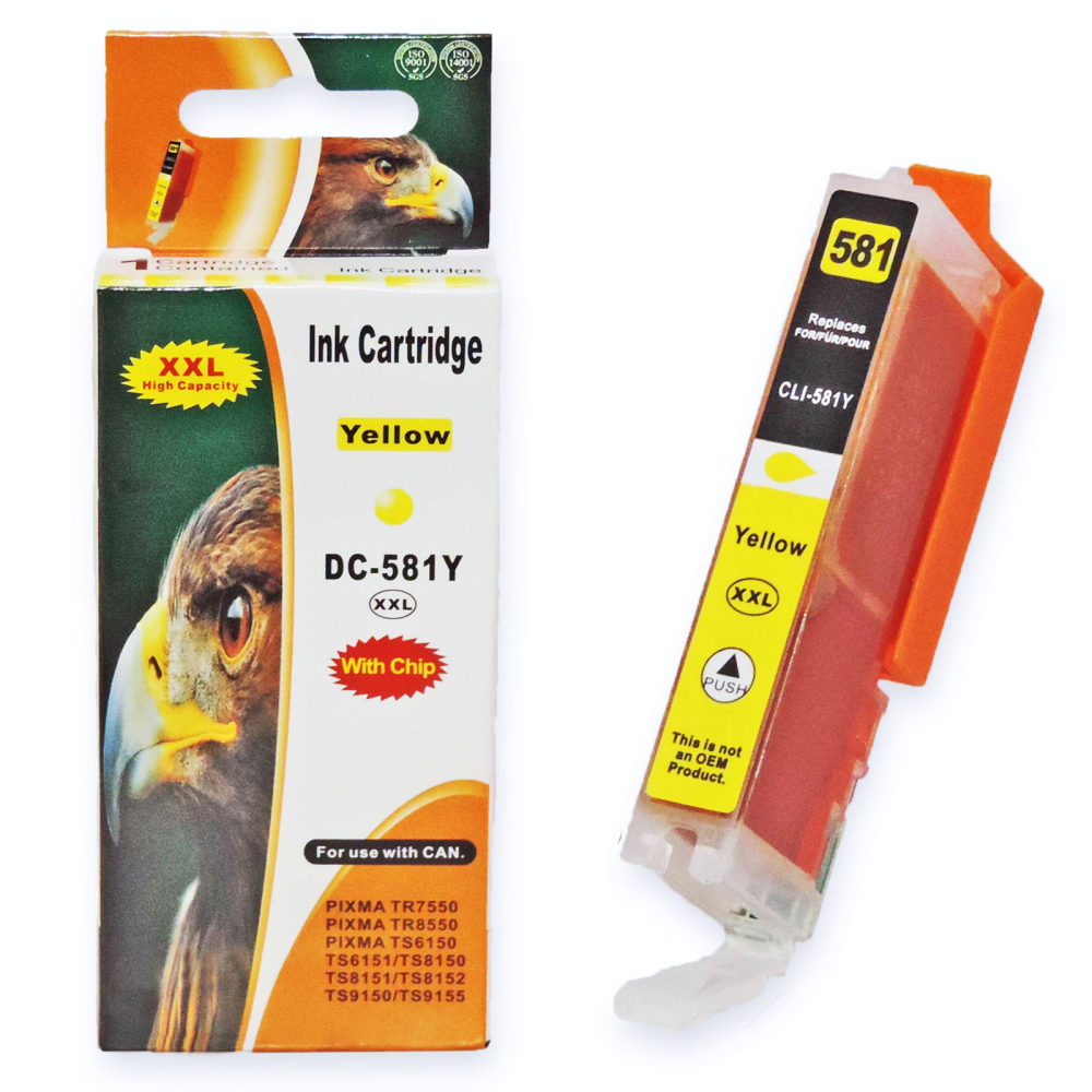 Kompatibel Canon CLI-581 XXL, 1997C001 Y Yellow Gelb Druckerpatrone f&uuml;r 830 Seiten von D&C