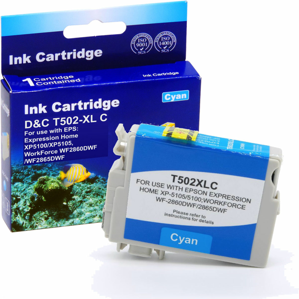 Kompatibel Epson Fernglas, T02W2, 502XL, C13T02W24010 C Cyan Blau Druckerpatrone f&uuml;r 470 Seiten von D&C