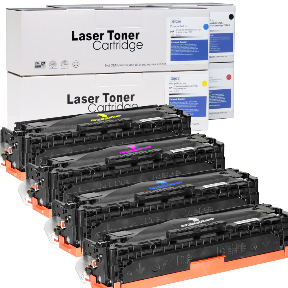 Toner kompatibel HP 125A BK,C,M,Y / CB540A/ CB541A/ CB543A/ CB542A Sparset 4 Tonerkartuschen alle Farben von D&C