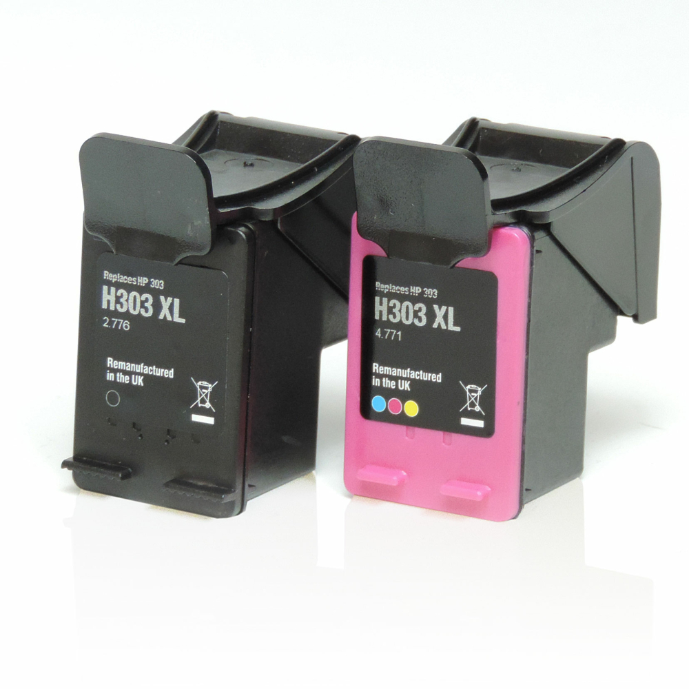 Wiederbef&uuml;llt 2er Set HP 303XL BK T6N04AE + 303XL C T6N03AE Druckerpatronen wiederbef&uuml;llt Schwarz + alle Farben von Gigao