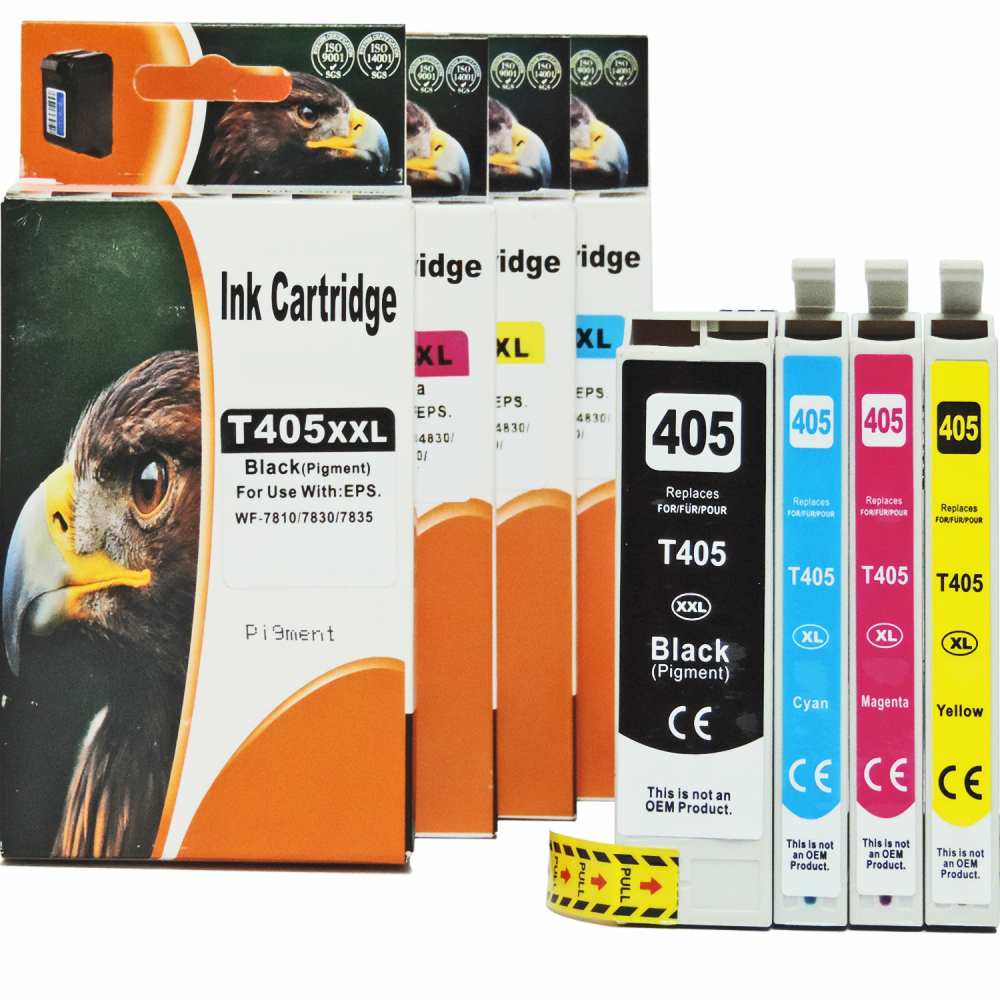 Kompatibel 4er Set Epson 405XXL, C13T02J64010, T05H6 Druckerpatronen Tinte von D&C