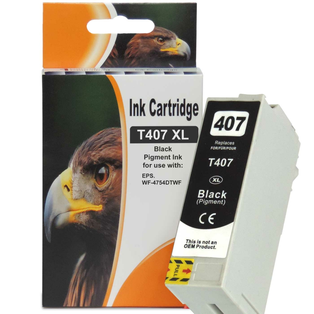 Kompatibel Epson 407XL, T407, C13T07U140 BK Schwarz Black f&uuml;r Workforce Pro WF 4745 DTWF Druckerpatrone f&uuml;r 2.600 Seiten von D&C