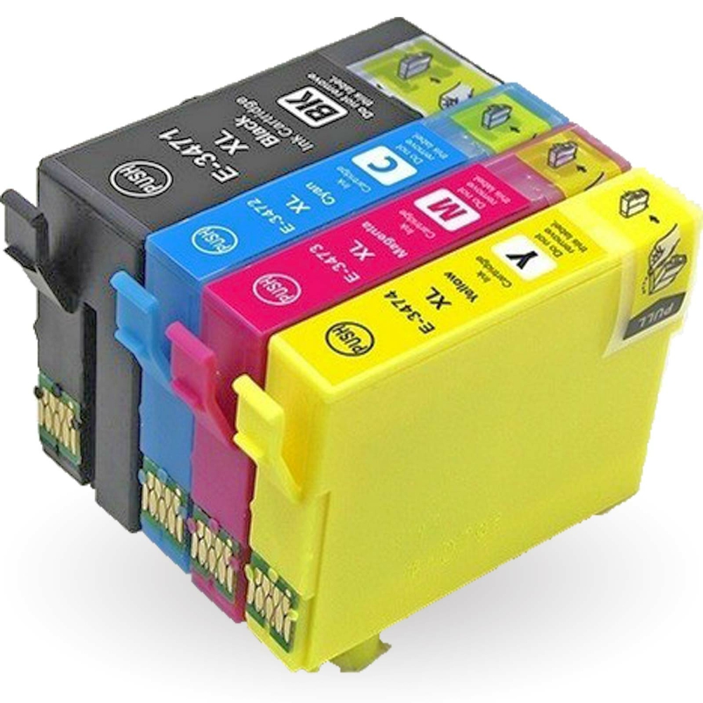 Kompatibel 4er Tintenset f&uuml;r Epson WorkForce Pro WF-3725DWF (Golfball, T3476, 34XL, C13T34764010) Druckerpatronen f&uuml;r Epson WorkForce Pro WF-3725 DWF Drucker