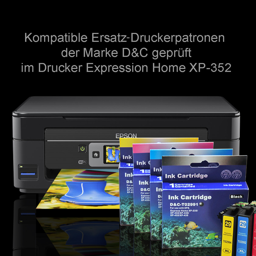 Kompatibel 10er Tintenset f&uuml;r Epson Expression Home XP432 (Erdbeere, 29XL, C13T29964010, T2996) Druckerpatronen f&uuml;r Epson Expression Home XP-432 Drucker