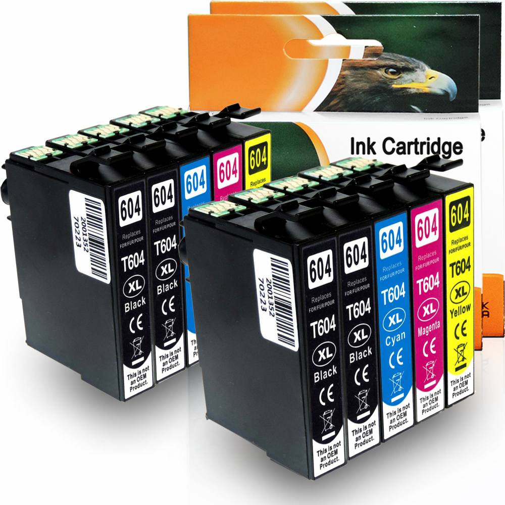 Kompatibel 10er Set Epson 604XL, C13T10H64010 Druckerpatronen Tinte alle Farben von D&C