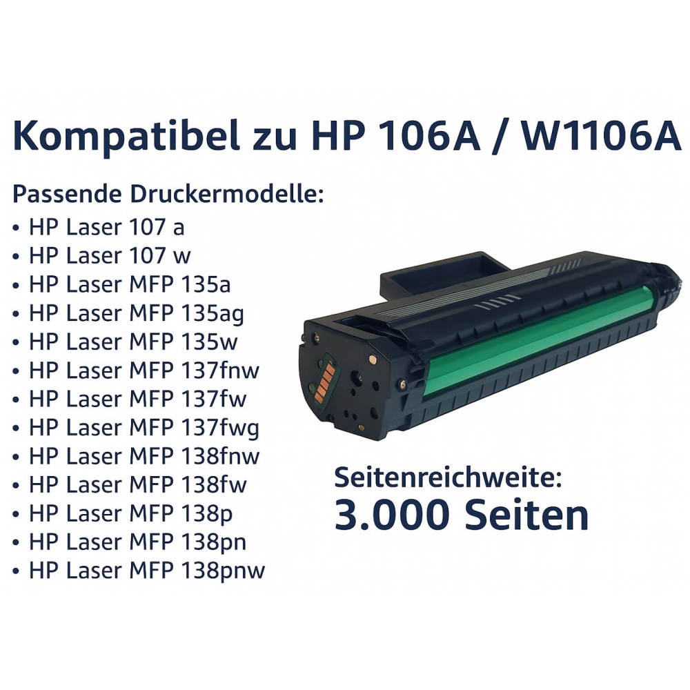 Kompatibel HP 106A, W1106A BK Schwarz Black Toner Patrone f&uuml;r 3.000 Seiten von Gigao