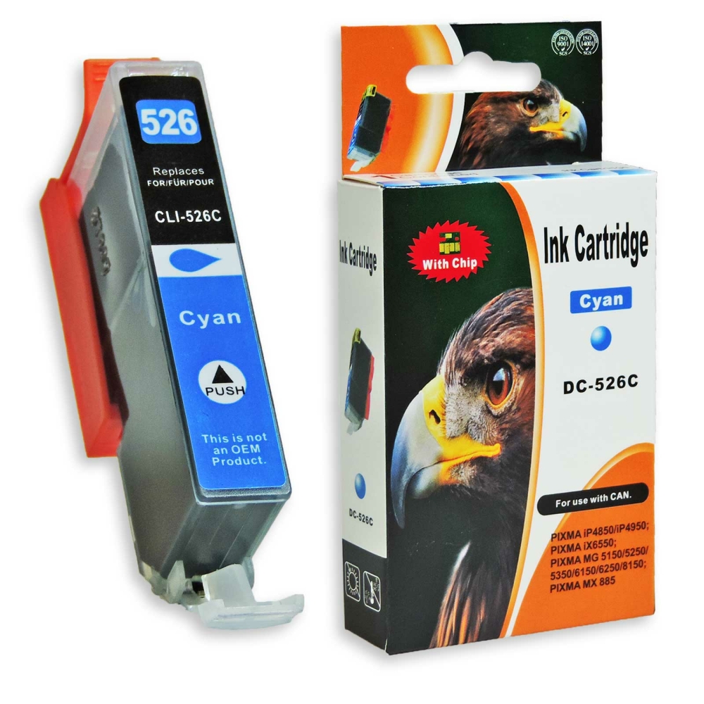 Kompatibel Canon CLI-526, 4541B001 C Cyan Blau Druckerpatrone f&uuml;r 660 Seiten von D&C