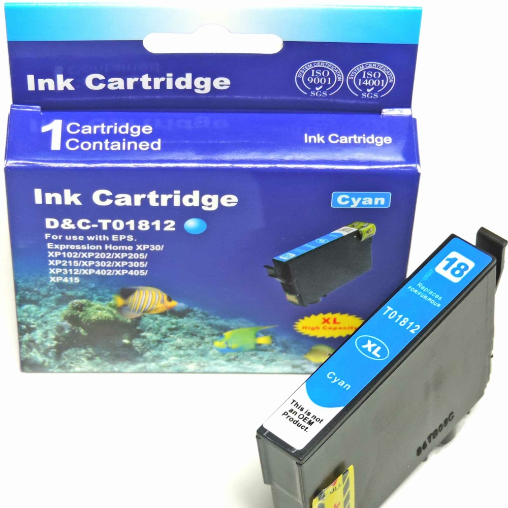 Kompatibel Epson G&auml;nsebl&uuml;mchen, T1812, 18XL, C13T18124010 C Cyan Blau Druckerpatrone f&uuml;r 450 Seiten von D&C