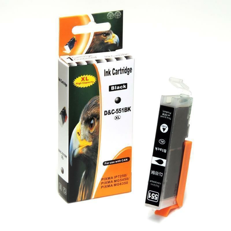 Kompatibel Canon 6443B001, CLI-551 XL BK Schwarz Black Druckerpatrone f&uuml;r 1.125 Seiten von D&C