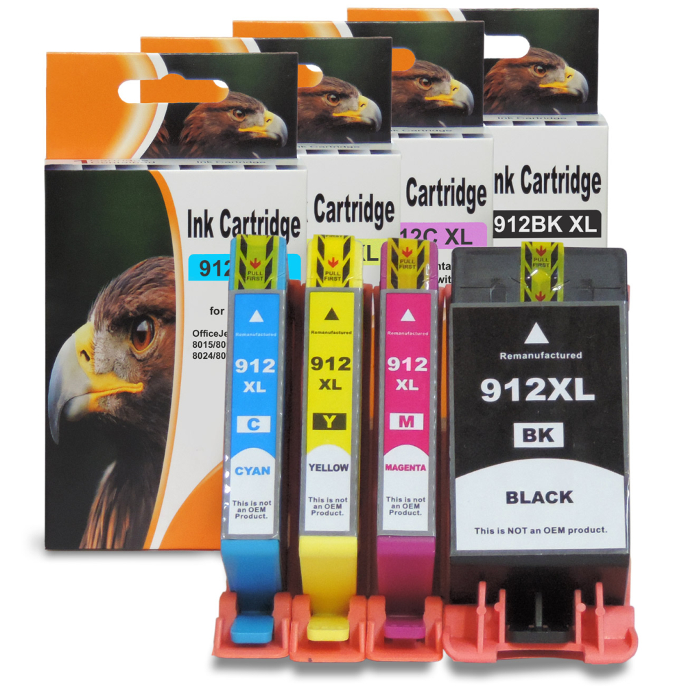 D&C HP 912XL Multipack f&uuml;r HP OfficeJet Pro 8024 - 4er Set Kompatible Druckerpatronen