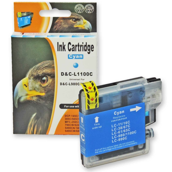 Kompatibel Brother LC-980, LC-1100 C Cyan Blau...