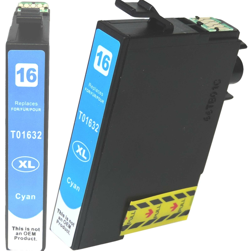 Tintenpatrone kompatibel Epson 16XL, F&uuml;ller, T1632, C13T16324010 C Cyan Blau Druckerpatrone f&uuml;r 450 Seiten von D&C