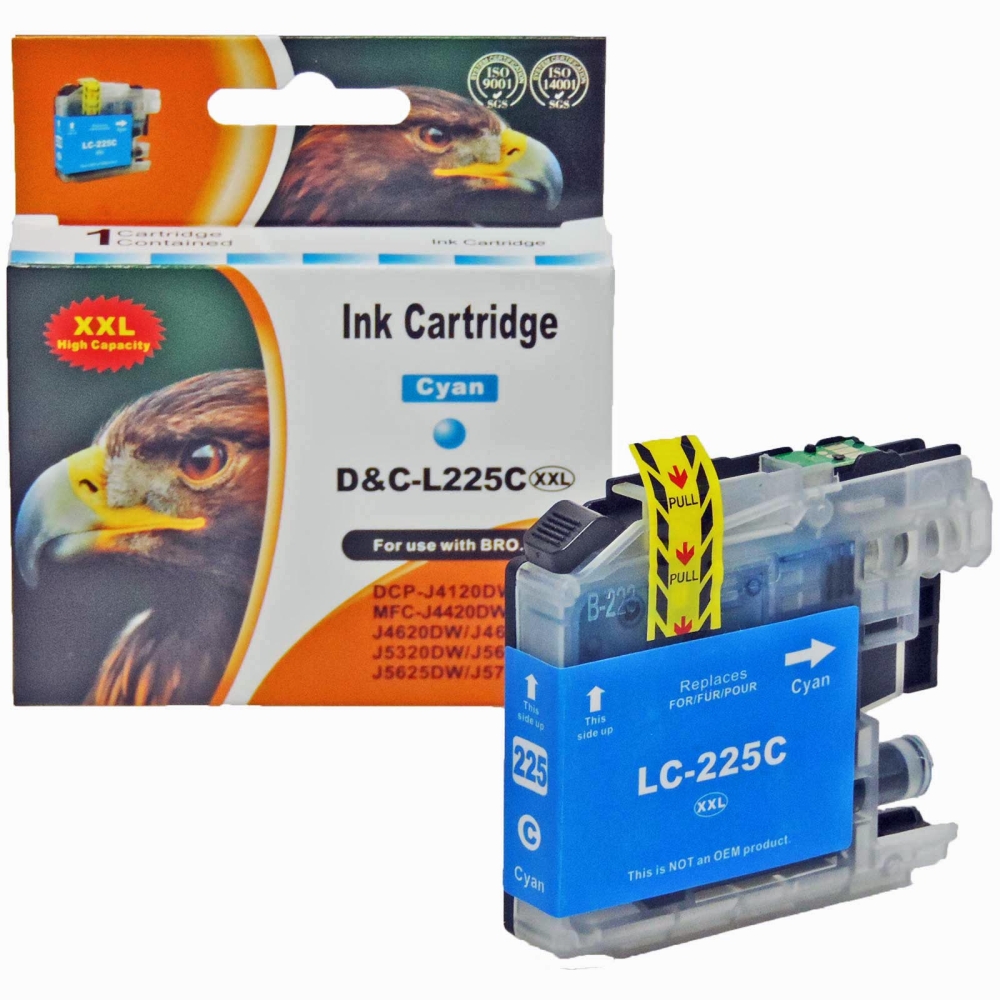 Kompatibel Brother LC-225 XXL C Cyan Blau Druckerpatrone f&uuml;r 1.200 Seiten von D&C